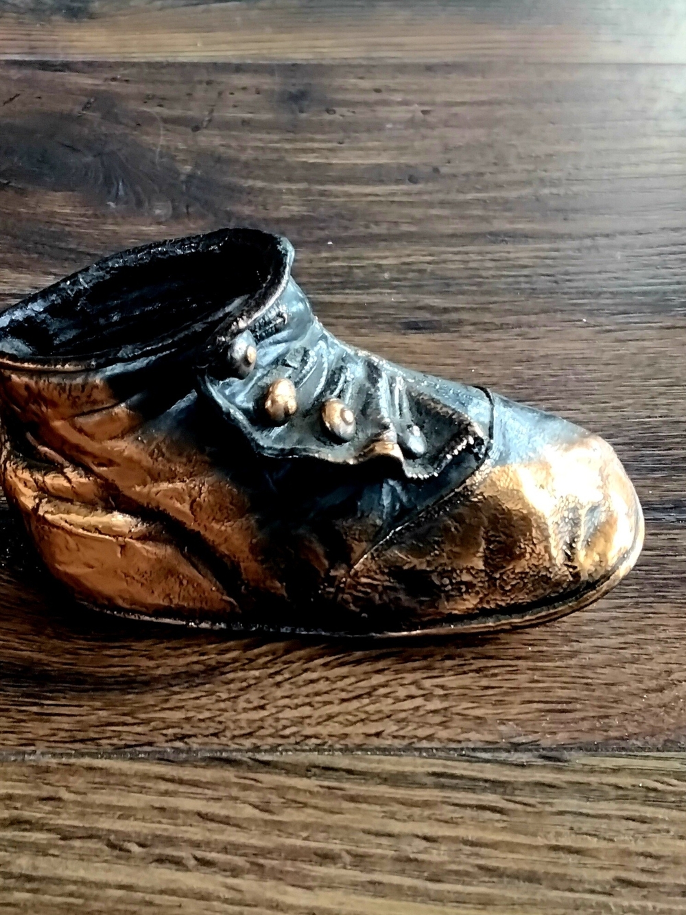 Vintage Copper Toned Baby Shoe Figurine